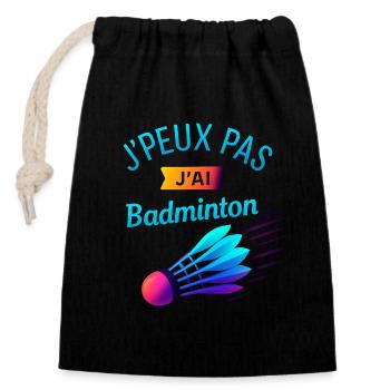 Ich kann nicht ich Badminton - Verschließbarer Geschenkbeutel aus Baumwolle (14x20cm) - Schwarz - Vorne