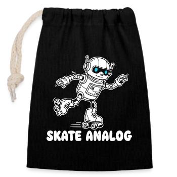 Robot Skate Analog - Closable cotton gift bag (14x20cm) - black - Front
