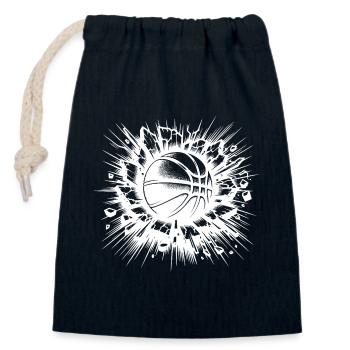 Basketball throw destroys a wall - Closable cotton gift bag (14x20cm) - navy - Front