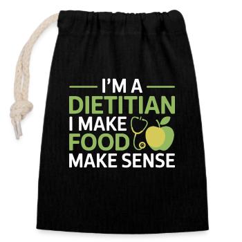 Diététiste Nutrition Simplifier la profession - Sac cadeau en coton avec cordon (14 x 20 cm) - noir - Devant