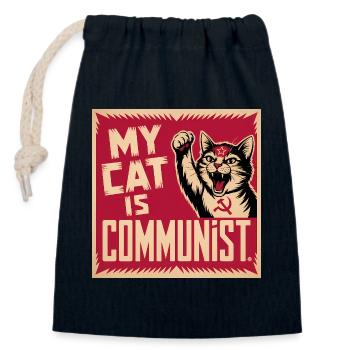 Meine Katze ist kommunistisch – lustiges Katzen-Propaganda-T-Shirt - Verschließbarer Geschenkbeutel aus Baumwolle (14x20cm) - Navy - Vorne