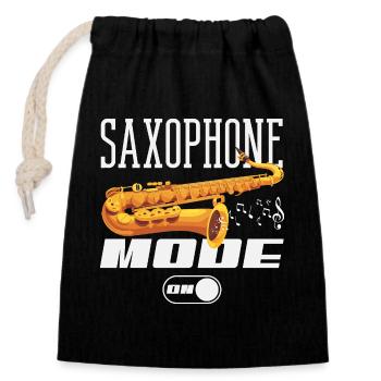 Saxofon - Verschließbarer Geschenkbeutel aus Baumwolle (14x20cm) - Schwarz - Vorne