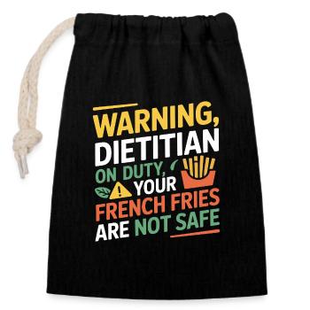 Diététicien(ne) Expert en Nutrition Santé - Sac cadeau en coton avec cordon (14 x 20 cm) - noir - Devant