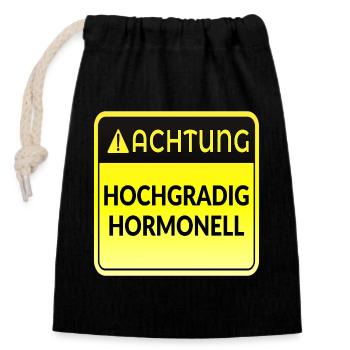 ATTENTION HORMONES MENOPAUSE - Closable cotton gift bag (14x20cm) - black - Front