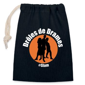 Lustige Slam-Dramen - Verschließbarer Geschenkbeutel aus Baumwolle (14x20cm) - Navy - Vorne