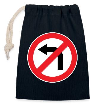 Virage à gauche interdit, panneaux de signalisation - Sac cadeau en coton avec cordon (14 x 20 cm) - bleu marine - Devant