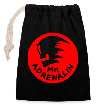 Extreme sports Mr. Adrenalin - Closable cotton gift bag (14x20cm) - black - Front