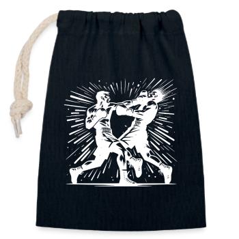 Fist meets chin boxing like in the old days - Closable cotton gift bag (14x20cm) - navy - Front