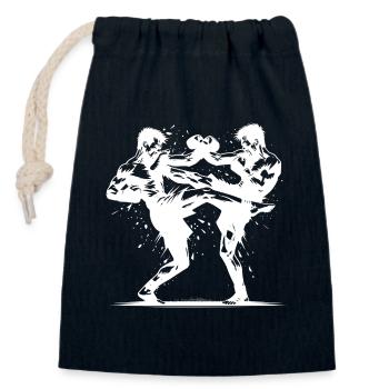 Doppelschlag Thai Boxing der Ring brennt heftig - Verschließbarer Geschenkbeutel aus Baumwolle (14x20cm) - Navy - Vorne