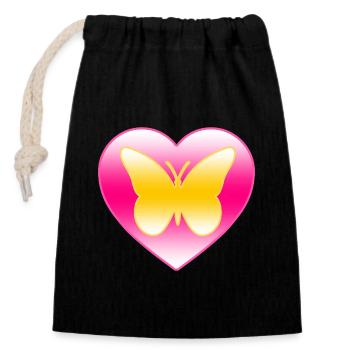 Schmetterling - Verschließbarer Geschenkbeutel aus Baumwolle (14x20cm) - Schwarz - Vorne
