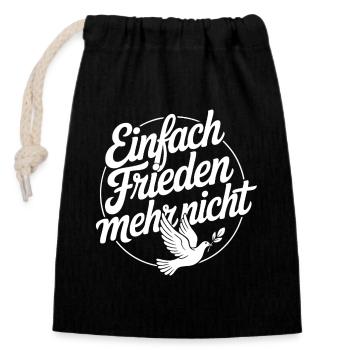 Message de paix avec la colombe de paix | Peace Design - Sac cadeau en coton avec cordon (14 x 20 cm) - noir - Devant