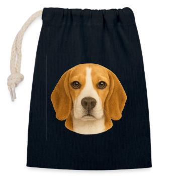 Beagle Kopfporträt Tierliebe - Verschließbarer Geschenkbeutel aus Baumwolle (14x20cm) - Navy - Vorne