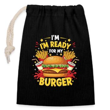Burger Hamburger - Sac cadeau en coton avec cordon (14 x 20 cm) - noir - Devant