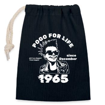 60. Geburtstag Pogo for life since 12/1965 - Verschließbarer Geschenkbeutel aus Baumwolle (14x20cm) - Navy - Vorne