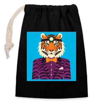 HUMAN TIGER - baby & kids - Sac cadeau en coton avec cordon (14 x 20 cm) - noir - Devant