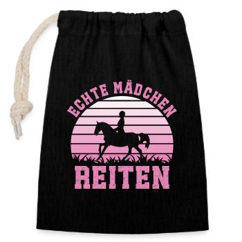Cavalières de chevaux, femmes Vraies filles montant - Sac cadeau en coton avec cordon (14 x 20 cm) - noir - Devant