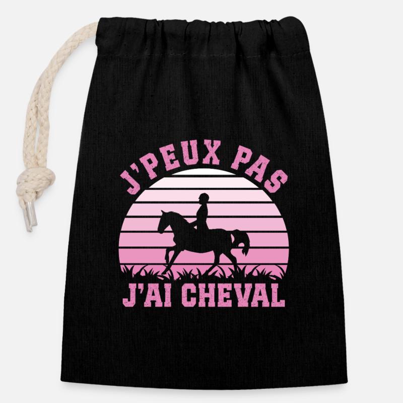 I Can't I Have Horse Riding Gift - Closable cotton gift bag (14x20cm) - black