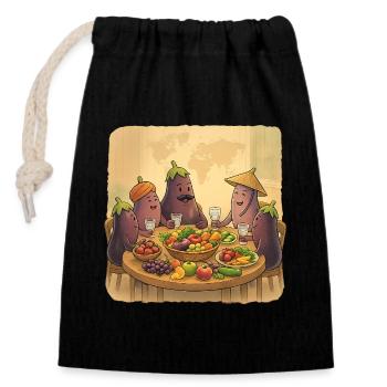 La société de l’aubergine à la table festive - Sac cadeau en coton avec cordon (14 x 20 cm) - noir - Devant