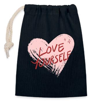 love yourself - Closable cotton gift bag (14x20cm) - navy - Front