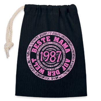 1987 - Verschließbarer Geschenkbeutel aus Baumwolle (14x20cm) - Navy - Vorne