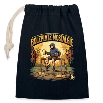 Bolzplatz Nostalgie-Hoodie - Verschließbarer Geschenkbeutel aus Baumwolle (14x20cm) - Navy - Vorne