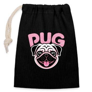 Pug - Cool Pet Logo - Sac cadeau en coton avec cordon (14 x 20 cm) - noir - Devant