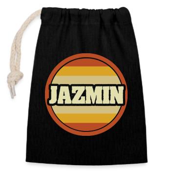 First name Jazmin - Closable cotton gift bag (14x20cm) - black - Front
