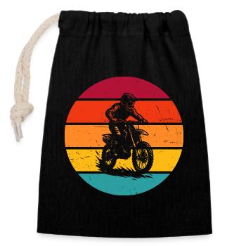 Conception de motocross pleine de caractère - Sac cadeau en coton avec cordon (14 x 20 cm) - noir - Devant