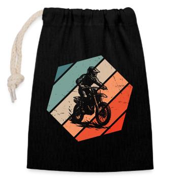 Conception motocross Power Motocross - Sac cadeau en coton avec cordon (14 x 20 cm) - noir - Devant