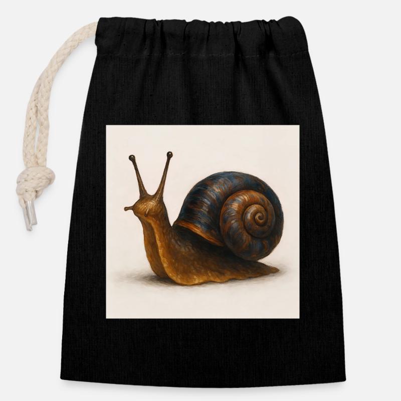 Schnecke mit blauer Schimmerschale - Verschließbarer Geschenkbeutel aus Baumwolle (14x20cm) - Schwarz