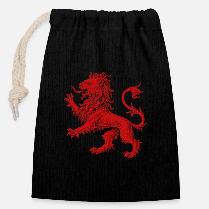 Red Lion - Closable cotton gift bag (14x20cm) - black