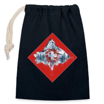 Schweiz-Swiss-Switzerland-Berge-Wintersport-Ski - Verschließbarer Geschenkbeutel aus Baumwolle (14x20cm) - Navy - Vorne