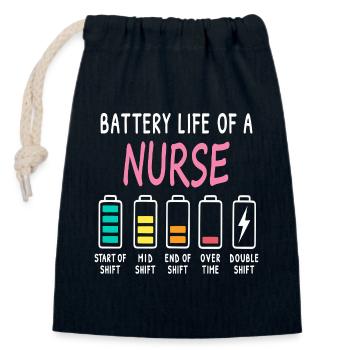 Niveau d’humour de type « batterie » d’un aidant - Sac cadeau en coton avec cordon (14 x 20 cm) - bleu marine - Devant
