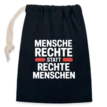 Menschenrechte statt rechte Menschen - Cool Pride  - Verschließbarer Geschenkbeutel aus Baumwolle (14x20cm) - Navy - Vorne
