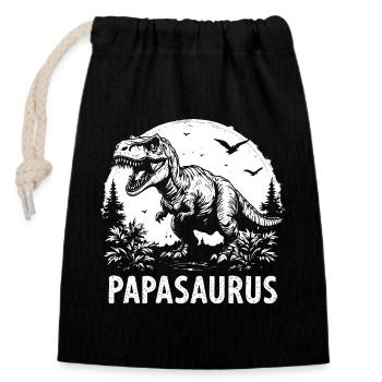 Papasaurus Meilleur Papa Cadeau Papa Fort Cool - Sac cadeau en coton avec cordon (14 x 20 cm) - noir - Devant