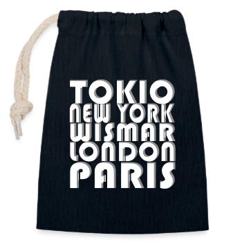 WISMAR METROPOLIS - Closable cotton gift bag (14x20cm) - navy - Front