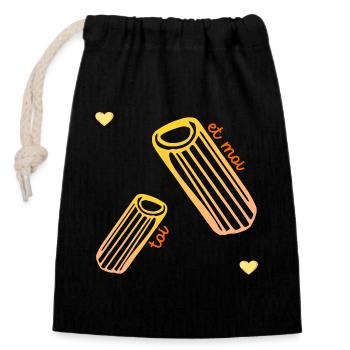 Pasta Relationship Love - Closable cotton gift bag (14x20cm) - black - Front