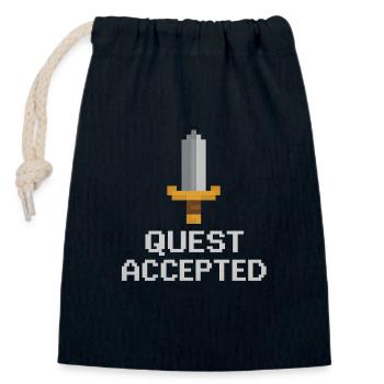 Quest Accepted Pixel Sword - Closable cotton gift bag (14x20cm) - navy - Front
