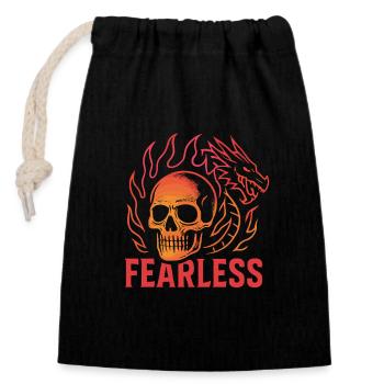 Flame Skull Fearless - Closable cotton gift bag (14x20cm) - black - Front