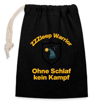 ZZZleep Warrior, No sleep, no fight - Closable cotton gift bag (14x20cm) - black - Front