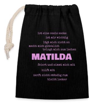 Matilda as Proverbs - Closable cotton gift bag (14x20cm) - black - Front