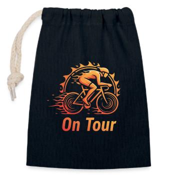 Fahrradfahrer On Tour - Verschließbarer Geschenkbeutel aus Baumwolle (14x20cm) - Navy - Vorne
