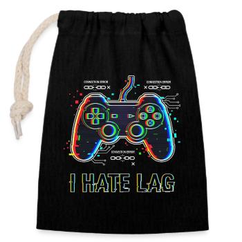 I Hate Lag Glitch - Closable cotton gift bag (14x20cm) - black - Front
