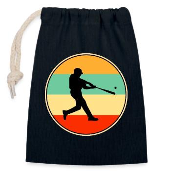 Retro Baseball Silhouette Vintage Sunset Sports - Verschließbarer Geschenkbeutel aus Baumwolle (14x20cm) - Navy - Vorne