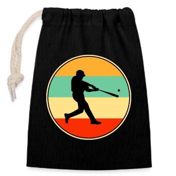 Retro Baseball Silhouette Vintage Sunset Sports - Verschließbarer Geschenkbeutel aus Baumwolle (14x20cm) - Schwarz - Vorne