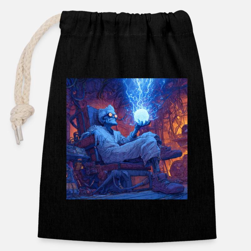 Savant fou - Sac cadeau en coton avec cordon (14 x 20 cm) - noir