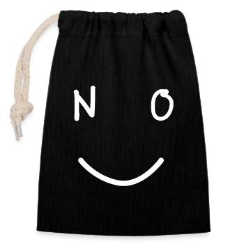 NON. Tendance à la déclaration de sourire minimal - Sac cadeau en coton avec cordon (14 x 20 cm) - noir - Devant