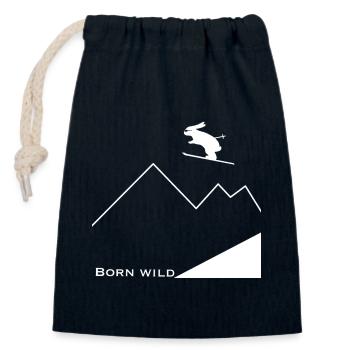 Born Wild - Closable cotton gift bag (14x20cm) - navy - Front