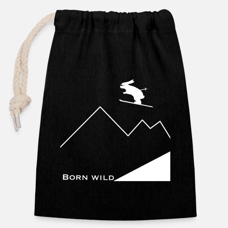 Born Wild - Verschließbarer Geschenkbeutel aus Baumwolle (14x20cm) - Schwarz