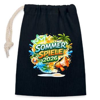 Sommer Spiele 2026 Tropen-Logo - Verschließbarer Geschenkbeutel aus Baumwolle (14x20cm) - Navy - Vorne